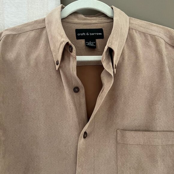 Men's Croft & Barrow Faux Tan Suede. Long Sleeve, Button Down, Size Large - Picture 3 of 9